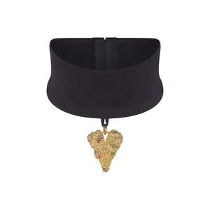 SKIMS Black Choker Necklace with Gold Heart Pendant